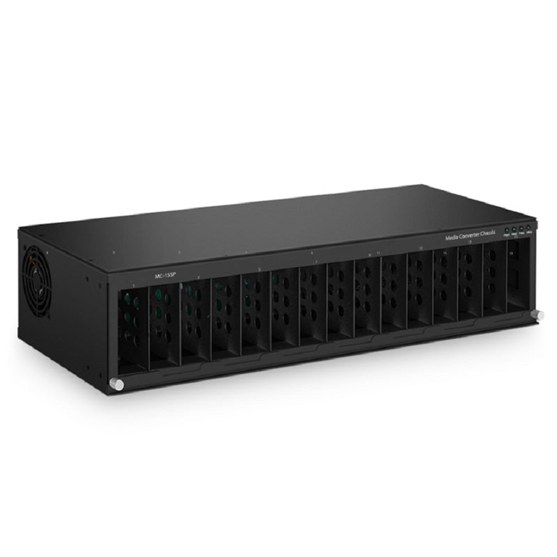 SFPS 15 Slots Media Converter Chassis, 19'' Rack Mount, Single Power AC 100~240V