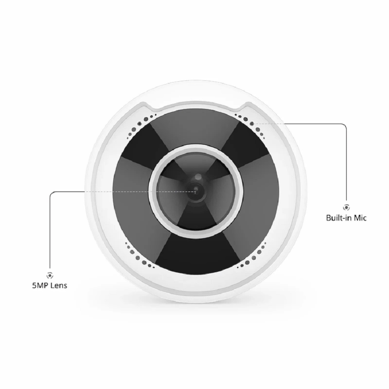 SFPS IPC301-5M-F Fisheye Camera, Fixed 5MP with Build-in Mic, 33ft Night Vision, IP66 & IK10 360A° Panoramic PoE Network Camera with 1.4mm Lens