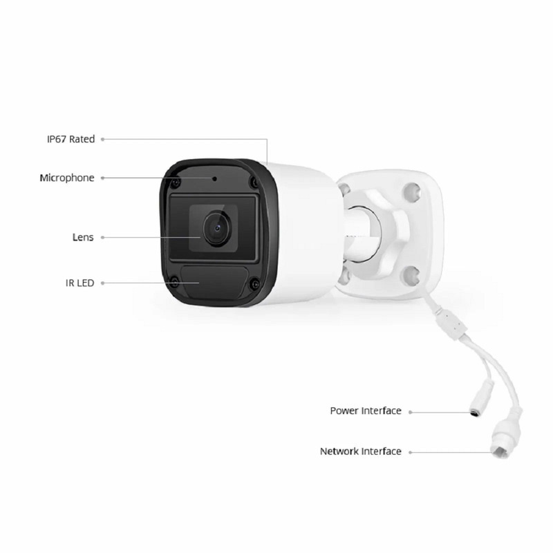 SFPS IPC101-5M-B, Super HD 5MP Bullet Network Camera with Built-in Mic, 98ft Night Vision, IP67 Weatherproof PoE Network Camera with Fixed 2.8mm Lens