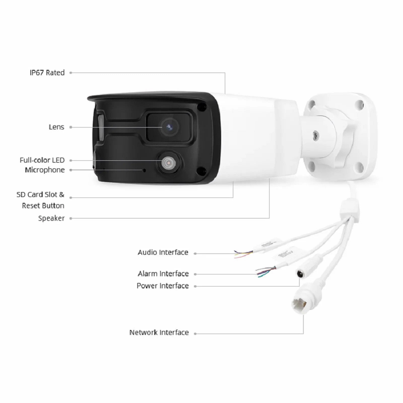 SFPS IPC501-2X4M-B, Super HD 4MP Full-Color Wide Angle Fixed Bullet Network Camera with Build-in Mic, IP67 Weatherproof PoE Network Camera with Fixed 4.0mm Lens