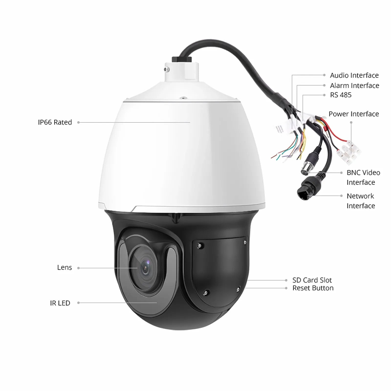 SFPS IPC425-8M-P, Ultra HD 8MP PTZ Dome Network Camera, Pan Tilt 25X Optical Zoom, Face Capture PoE Network Camera with Varifocal 6-150mm Lens