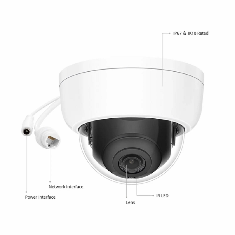 SFPS IPC101-2M-D, Full HD 2MP Dome Network Camera with 2D/3D DNR, 98ft Night Vision, IP67 & IK10 PoE Network Camera with Fixed 2.8mm Lens