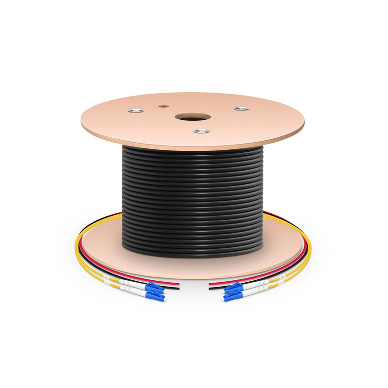 SFPS 300m (984ft) Hybrid Fiber and Power Cable, Indoor, Plenum (OFNP), Single Mode (OS2), 2 Fibers, Tight-Buffered, LC UPC Simplex to LC UPC Simplex, 2 Conductors 12AWG