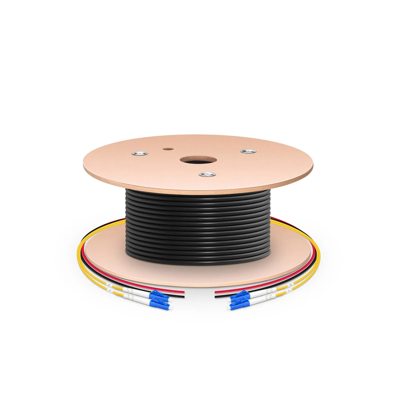 SFPS 150m (492ft) Hybrid Fiber and Power Cable, Indoor, Plenum (OFNP), Single Mode (OS2), 2 Fibers, Tight-Buffered, LC UPC Simplex to LC UPC Simplex, 2 Conductors 12AWG