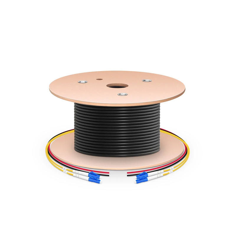SFPS 200m (656ft) Hybrid Fiber and Power Cable, Indoor, Plenum (OFNP), Single Mode (OS2), 2 Fibers, Tight-Buffered, LC UPC Simplex to LC UPC Simplex, 2 Conductors 17AWG