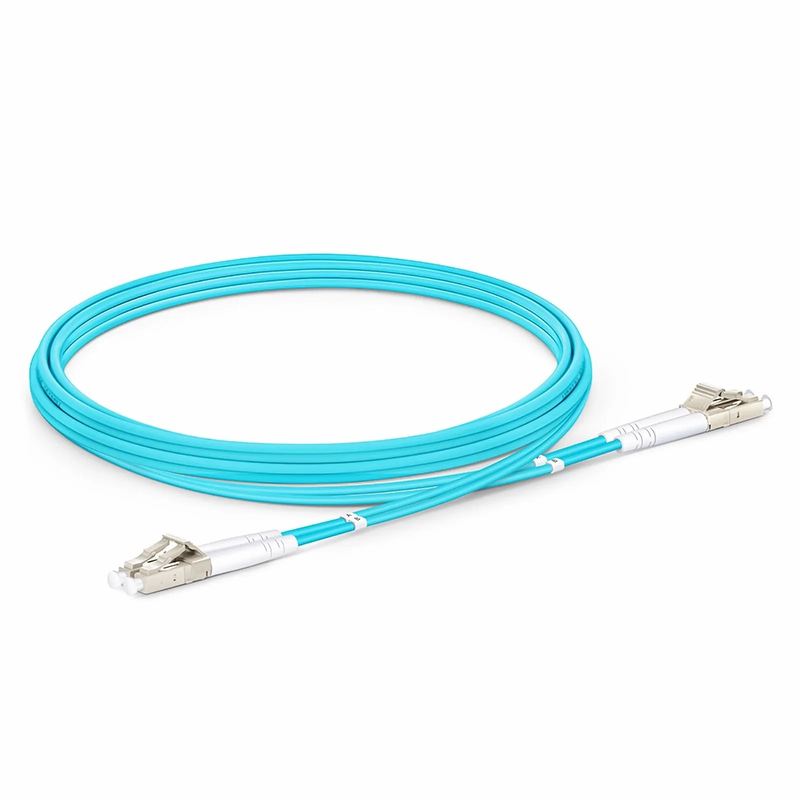 SFPS 2m (7ft) Armored Fiber Patch Cable, 2 Fibers, LC UPC Duplex to LC UPC Duplex, Multimode (OM3), Riser (OFCR), 3.0mm, Aqua
