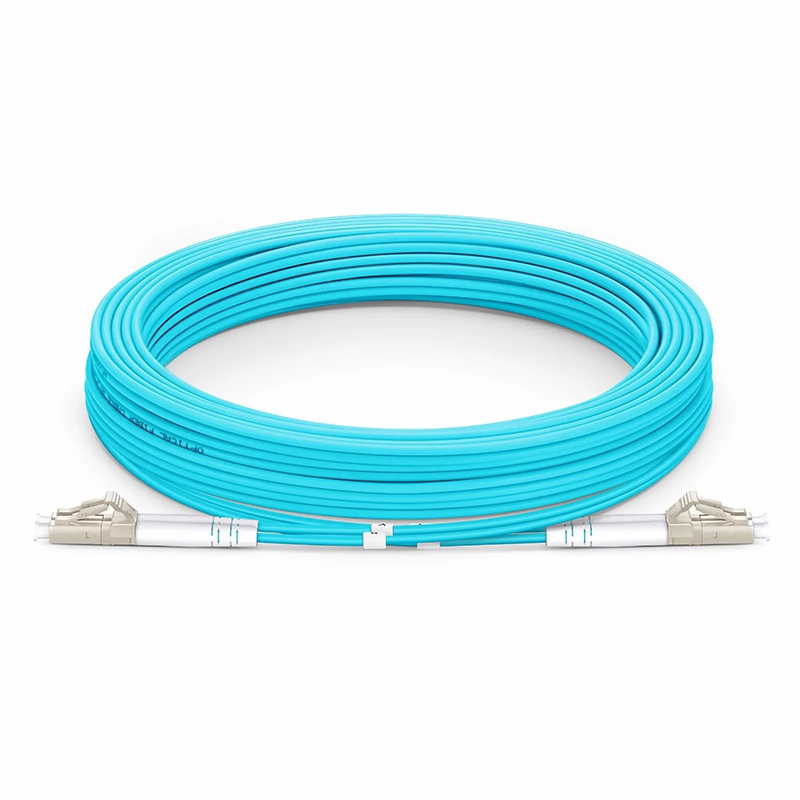 SFPS 10m (33ft) Armored Fiber Patch Cable, 2 Fibers, LC UPC Duplex to LC UPC Duplex, Multimode (OM3), Riser (OFCR), 3.0mm, Aqua