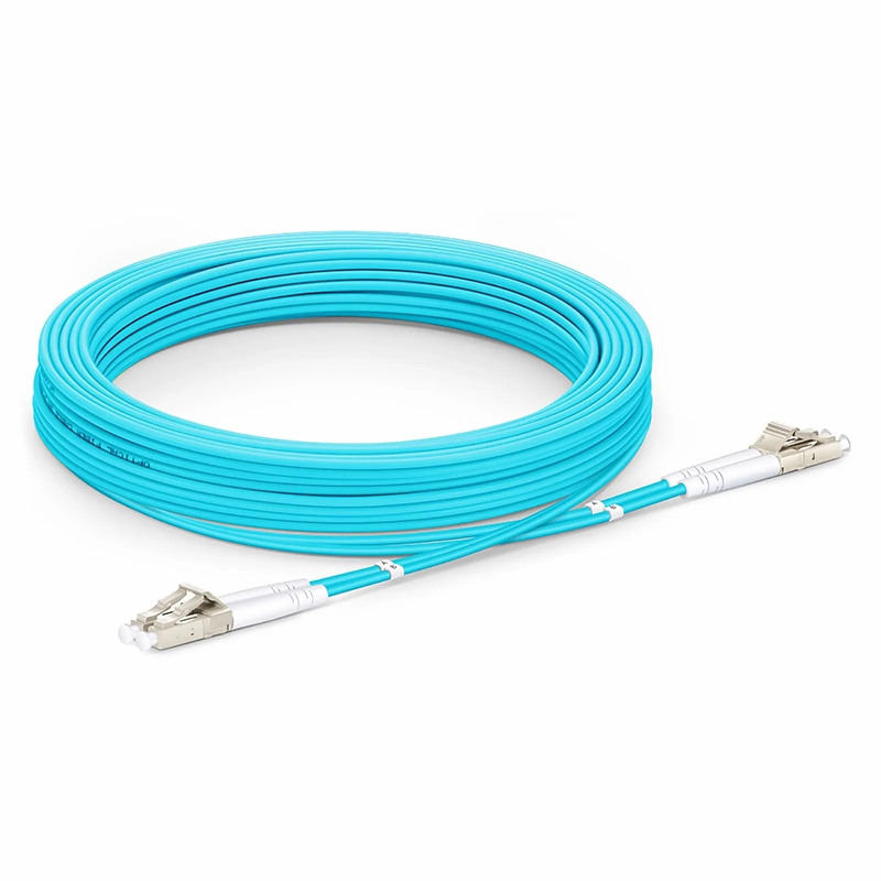 SFPS 10m (33ft) Armored Fiber Patch Cable, 2 Fibers, LC UPC Duplex to LC UPC Duplex, Multimode (OM3), Riser (OFCR), 3.0mm, Aqua