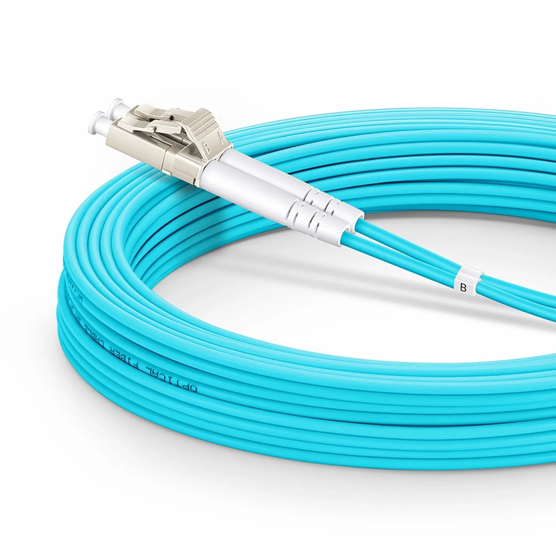 SFPS 10m (33ft) Armored Fiber Patch Cable, 2 Fibers, LC UPC Duplex to LC UPC Duplex, Multimode (OM3), Riser (OFCR), 3.0mm, Aqua