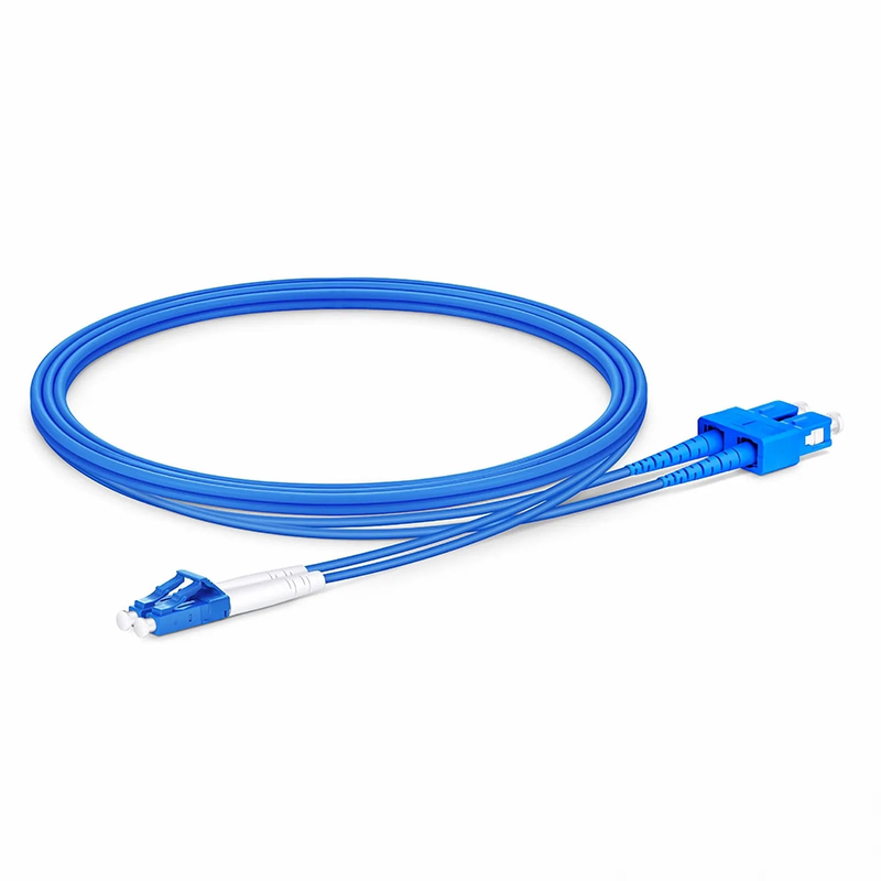 SFPS 1m (3ft) Armored Fiber Patch Cable, 2 Fibers, LC UPC Duplex to SC UPC Duplex, Single Mode (OS2), LSZH, 3.0mm, Blue