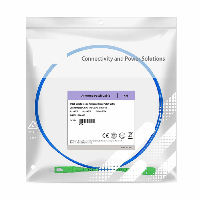 SFPS 10m (33ft) Armored Fiber Patch Cable, 2 Fibers, LC UPC Duplex to SC UPC Duplex, Single Mode (OS2), LSZH, 3.0mm, Blue