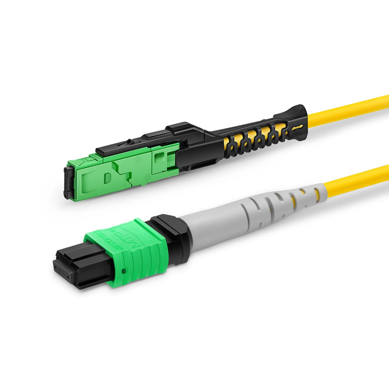 SFPS 2m (7ft) MMC Breakout Cable, MMC-16 APC (Female) to 2 x MTP®-8 APC (Female), 16 Fibers, Single Mode (OS2), Plenum (OFNP), 0.35dB Max, Jumper Polarity, Yellow