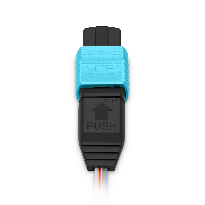 SFPS 1m (3ft) MTP® Fiber Pigtail, MTP-12A® UPC (Male) to Unterminated, 12 Fibers, Multimode (OM4), Unjacketed, 12-Color