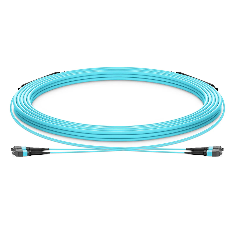 SFPS 30m (98ft) MTP® Trunk Cable, MTP®-12 UPC (Male) to MTP®-12 UPC (Female), 24 Fibers, Multimode (OM3), Plenum (OFNP), 0.20dB Max, Type A, Double Jacket, Aqua