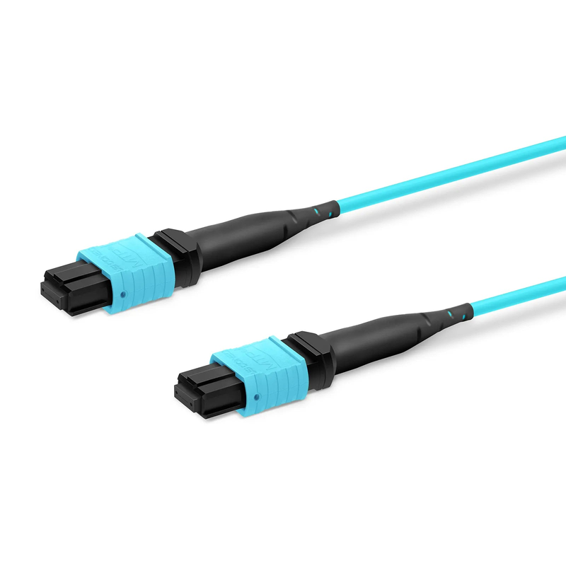 SFPS 30m (98ft) MTP® Trunk Cable, MTP®-12 UPC (Female) to MTP®-12 UPC (Female), 48 Fibers, Multimode (OM3), Plenum (OFNP), 0.20dB Max, Type B, Double Jacket, Aqua