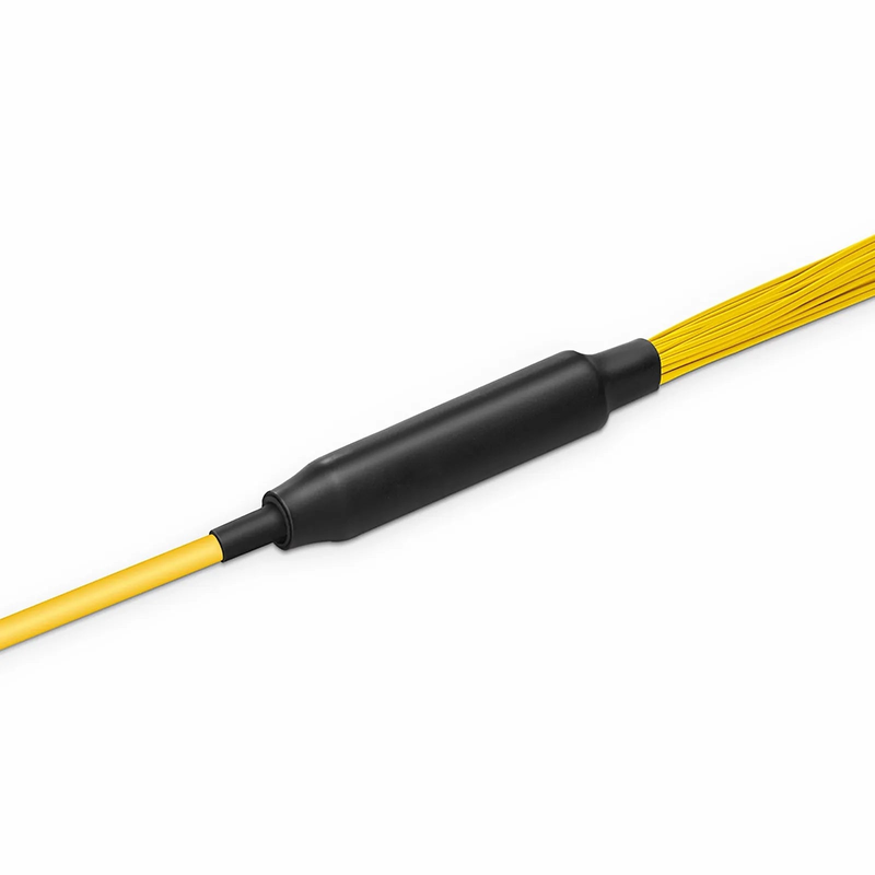 SFPS 30m (98ft) MTP® Hybrid Trunk Cable, MTP®-12 APC (Female) to 6 LC UPC Duplex Uniboot, 48 Fibers, Single Mode (OS2), Plenum (OFNP), 0.35dB Max, Type B, Double Jacket, Yellow