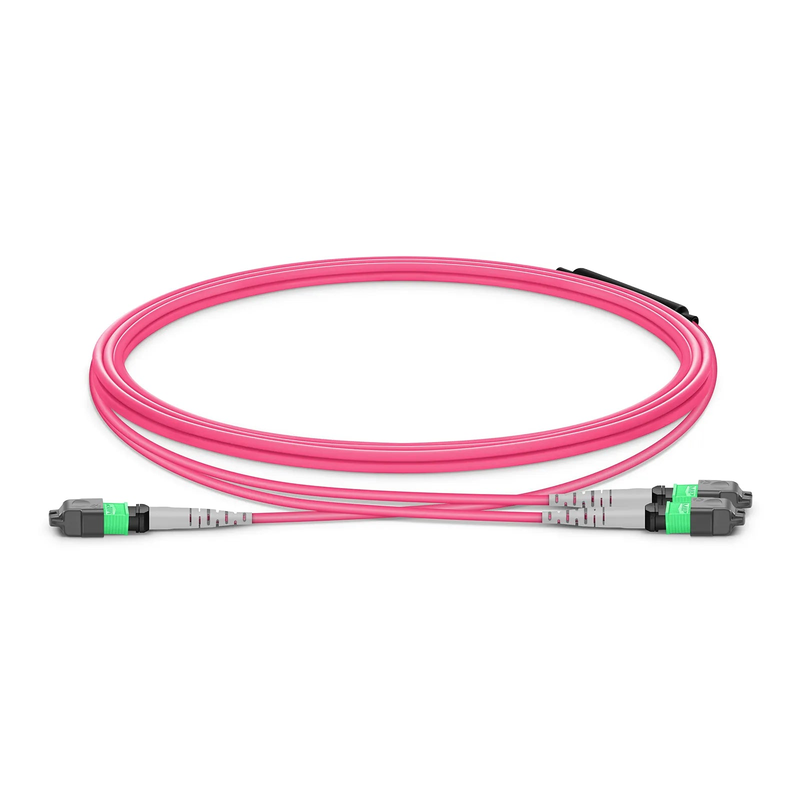 SFPS NVIDIA/Mellanox MFP7E20-N001 Compatible 1m (3ft) MTP® Breakout Cable, MTP®-12 APC (Female) to 2 x MTP®-4 APC (Female), 8 Fibers, Multimode (OM4), Dual Rated (OFNR/LSZH), 0.35dB Max, Type B, Magenta