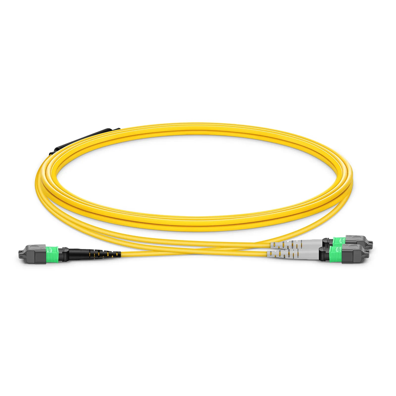 SFPS 1m (3ft) MTP® Breakout Cable, MTP®-16 APC (Female) to 2 x MTP®-8 APC (Female), 16 Fibers, Single Mode (OS2), Plenum (OFNP), 0.35dB Max, Crossover, Yellow