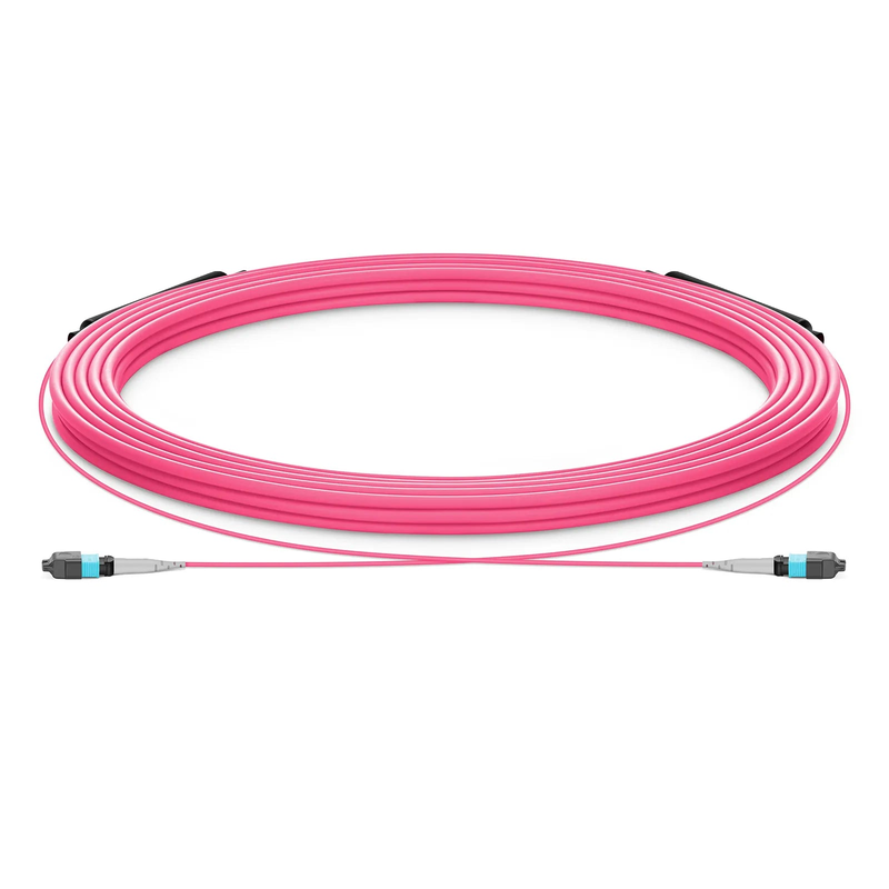 SFPS 30m (98ft) MTP® Trunk Cable, MTP®-8 UPC (Female) to MTP®-8 UPC (Female), 8 Fibers, Multimode (OM4), Plenum (OFNP), 0.20dB Max, Type B, Double Jacket, Magenta
