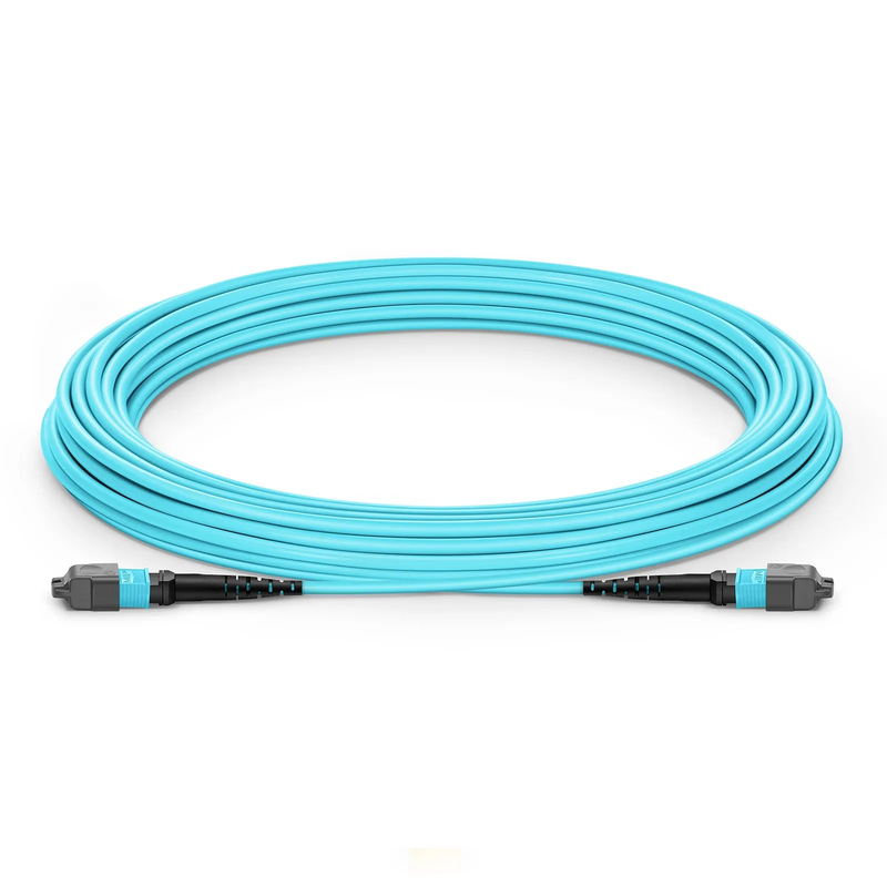 SFPS 10m (33ft) MTP® Jumper, MTP®-12 UPC (Female) to MTP®-12 UPC (Female), 12 Fibers, Multimode (OM3), Plenum (OFNP), 0.35dB Max, Type A, Aqua
