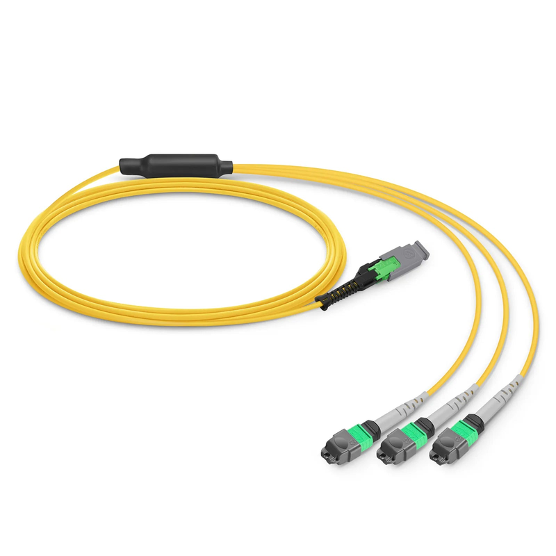 SFPS 1m (3ft) MMC Breakout Cable, MMC-24 APC (Female) to 3 x MTP®-8 APC (Female), 24 Fibers, Single Mode (OS2), Plenum (OFNP), 0.35dB Max, Jumper Polarity, Yellow