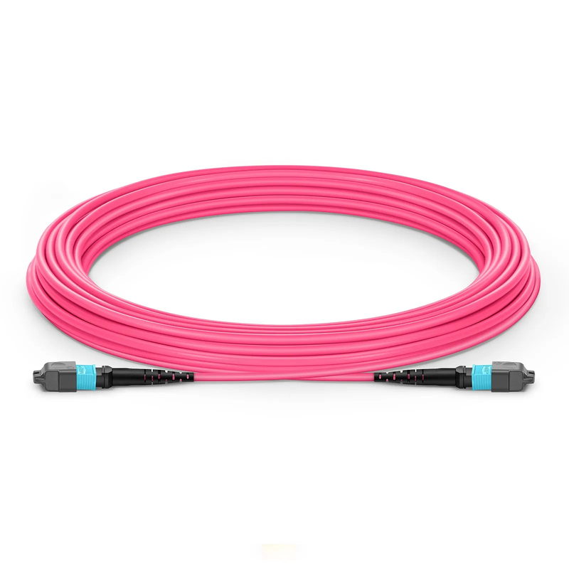 SFPS 15m (49ft) MTP® Jumper, MTP®-12 UPC (Female) to MTP®-12 UPC (Female), 12 Fibers, Multimode (OM4), Plenum (OFNP), 0.35dB Max, Type B, Magenta