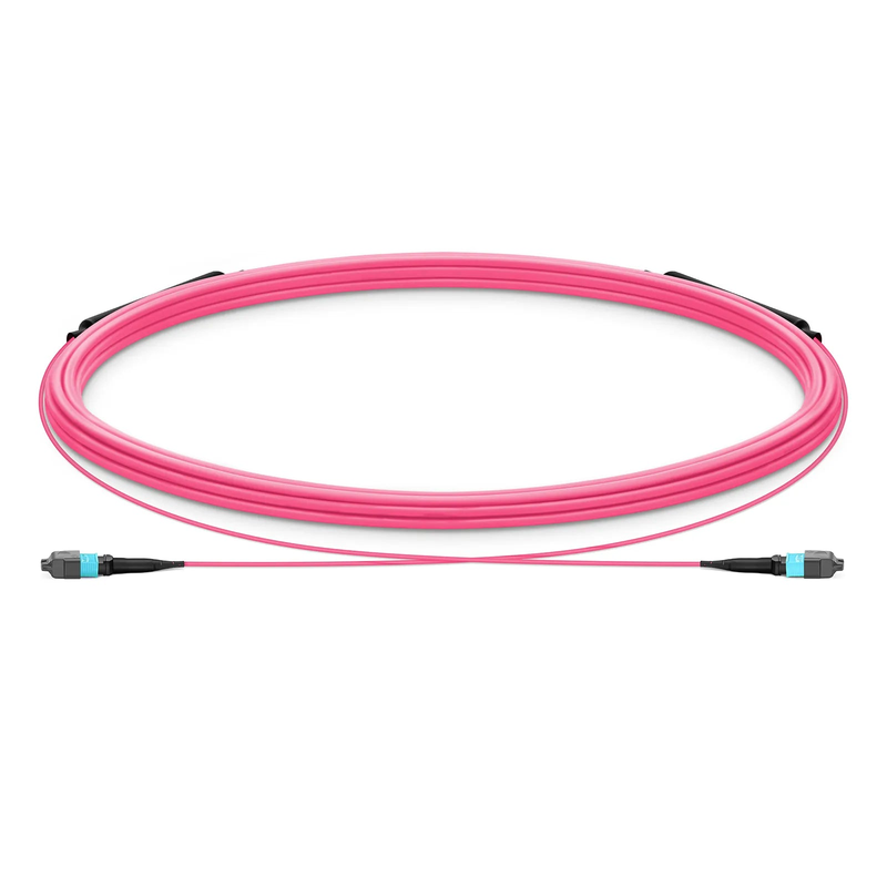 SFPS 5m (16ft) MTP® Trunk Cable, MTP®-12 UPC (Female) to MTP®-12 UPC (Female), 12 Fibers, Multimode (OM4), Plenum (OFNP), 0.20dB Max, Type B, Double Jacket, Magenta