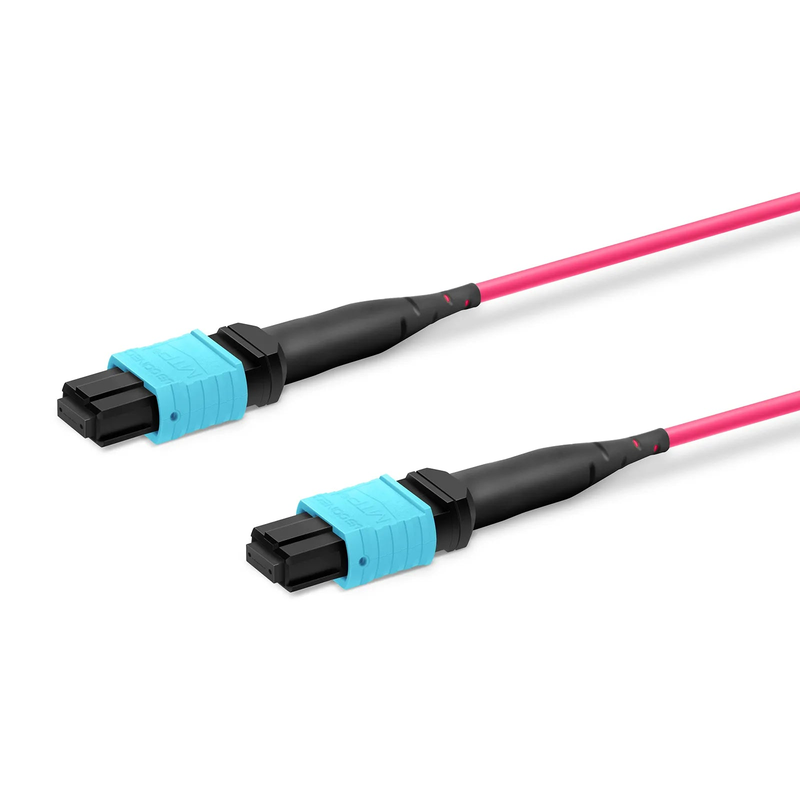 SFPS 5m (16ft) MTP® Trunk Cable, MTP®-12 UPC (Female) to MTP®-12 UPC (Female), 12 Fibers, Multimode (OM4), Plenum (OFNP), 0.20dB Max, Type B, Double Jacket, Magenta