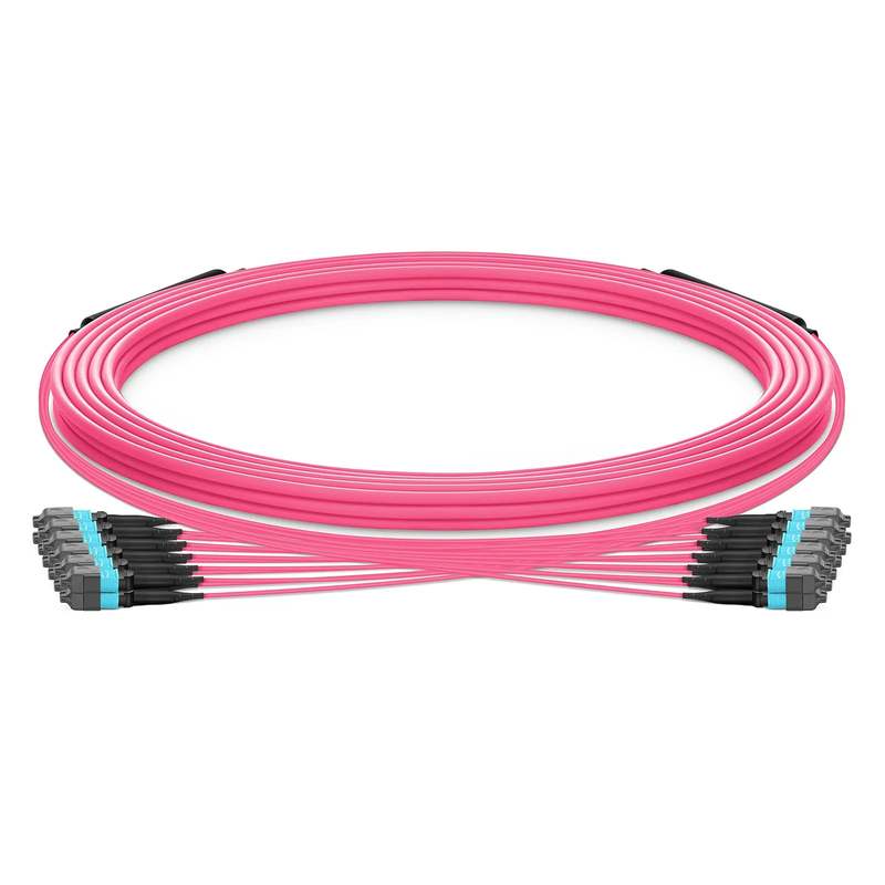 SFPS 25m (82ft) MTP® Trunk Cable, MTP®-12 UPC (Female) to MTP®-12 UPC (Female), 144 Fibers, Multimode (OM4), Plenum (OFNP), 0.20dB Max, Type B, Double Jacket, Magenta