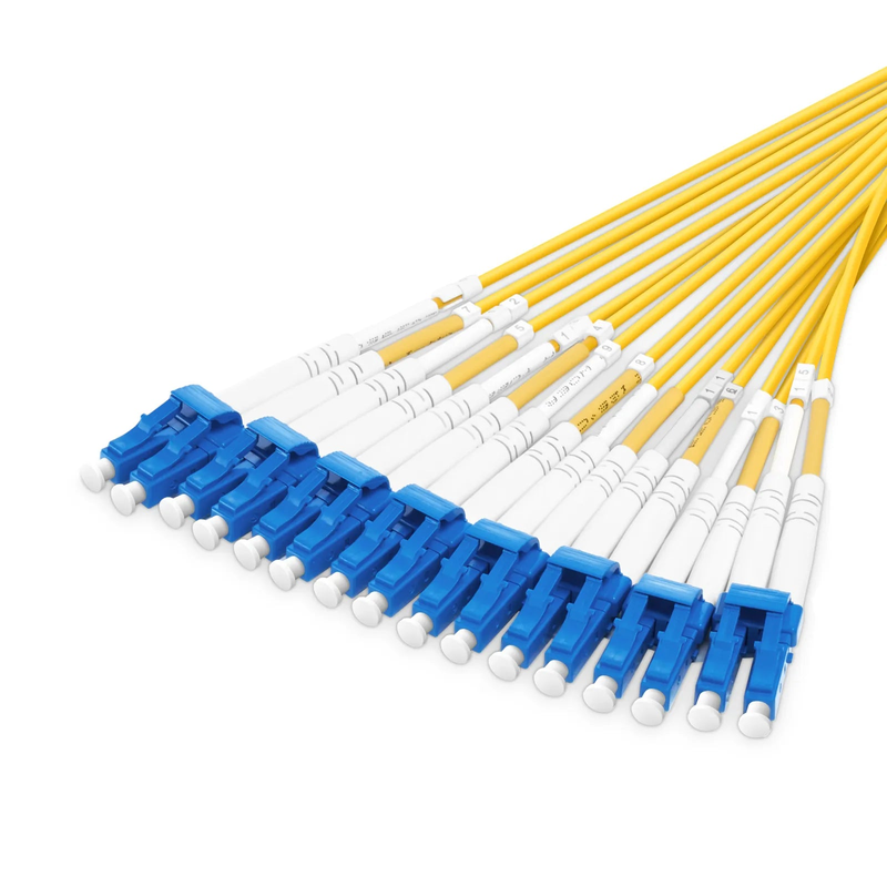 SFPS 1m (3ft) MMC Harness, MMC-16 APC (Female) to 8 x LC UPC Duplex, 16 Fibers, Single Mode (OS2), Plenum (OFNP), 0.35dB Max, Jumper Polarity, Yellow