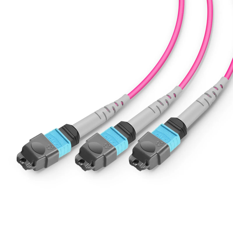 SFPS 10m (33ft) MTP® Breakout Cable, MTP®-24 UPC (Female) to 3 x MTP®-8 UPC (Female), 24 Fibers, Multimode (OM4), Plenum (OFNP), 0.35dB Max, Type B, Magenta