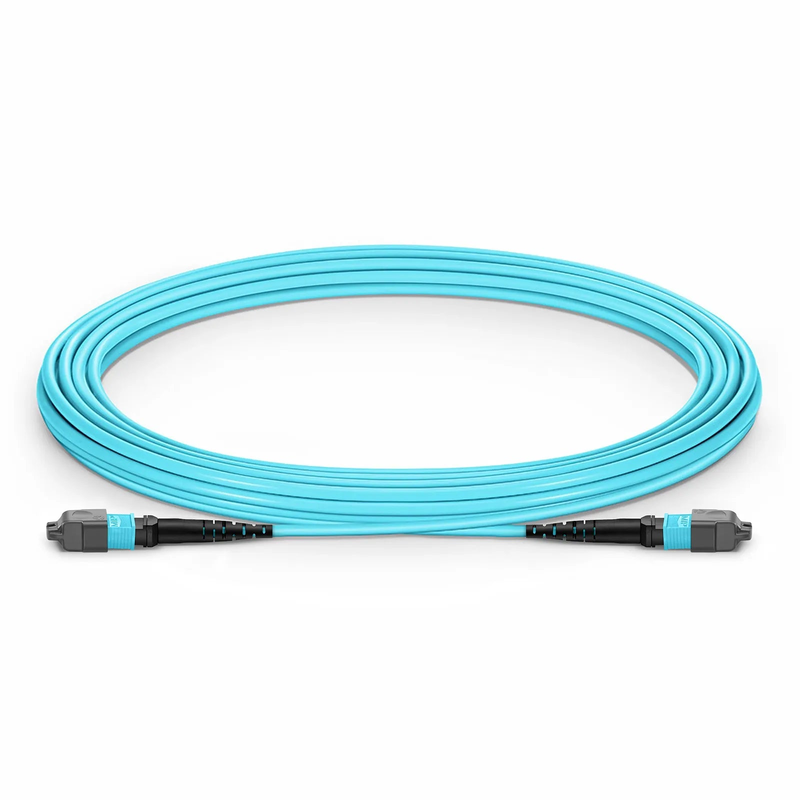 SFPS 5m (16ft) MTP® Jumper, MTP®-12 UPC (Female) to MTP®-12 UPC (Female), 12 Fibers, Multimode (OM3), Plenum (OFNP), 0.35dB Max, Type A, Aqua