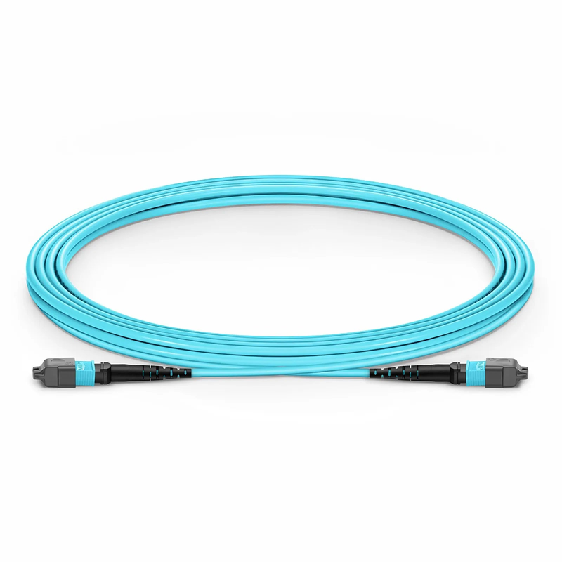 SFPS 3m (10ft) MTP® Jumper, MTP®-12 UPC (Female) to MTP®-12 UPC (Female), 12 Fibers, Multimode (OM3), Plenum (OFNP), 0.35dB Max, Type B, Aqua