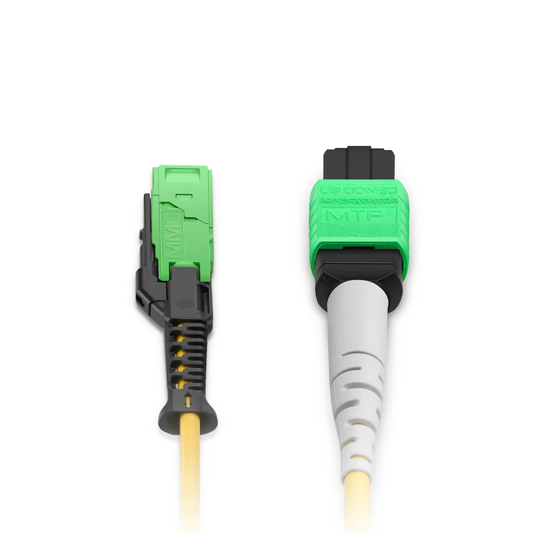 SFPS 1m (3ft) MMC Breakout Cable, MMC-16 APC (Female) to 2 x MTP®-8 APC (Female), 16 Fibers, Single Mode (OS2), Plenum (OFNP), 0.35dB Max, Jumper Polarity, Yellow