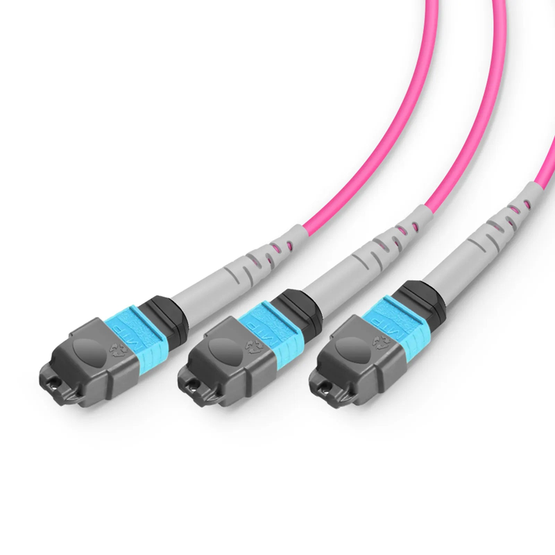 SFPS 1m (3ft) MMC Breakout Cable, MMC-24 APC (Female) to 3 x MTP®-8 UPC (Female), 24 Fibers, Multimode (OM4), Plenum (OFNP), 0.35dB Max, Jumper Polarity, Magenta