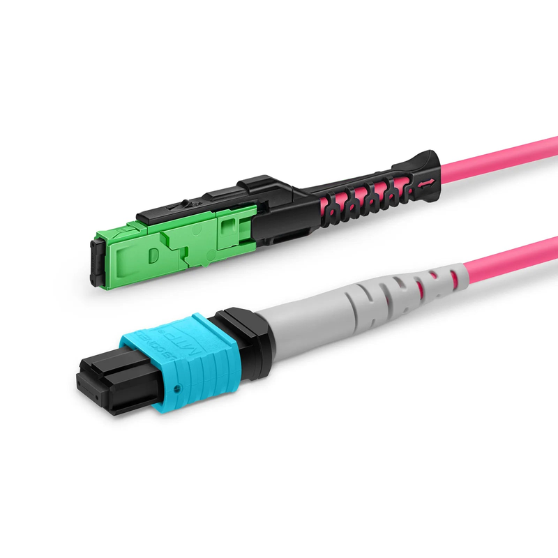 SFPS 1m (3ft) MMC Breakout Cable, MMC-24 APC (Female) to 3 x MTP®-8 UPC (Female), 24 Fibers, Multimode (OM4), Plenum (OFNP), 0.35dB Max, Jumper Polarity, Magenta