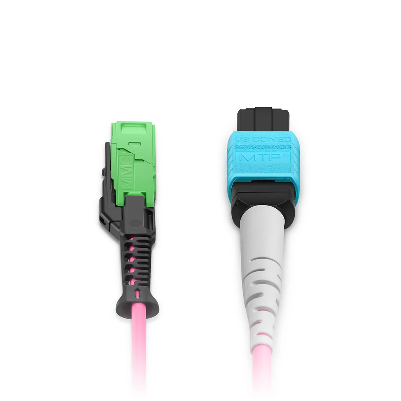 SFPS 1m (3ft) MMC Breakout Cable, MMC-24 APC (Female) to 3 x MTP®-8 UPC (Female), 24 Fibers, Multimode (OM4), Plenum (OFNP), 0.35dB Max, Jumper Polarity, Magenta