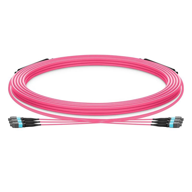 SFPS 30m (98ft) MTP® Trunk Cable, MTP®-12 UPC (Female) to MTP®-12 UPC (Female), 36 Fibers, Multimode (OM4), Plenum (OFNP), 0.20dB Max, Type A, Double Jacket, Magenta