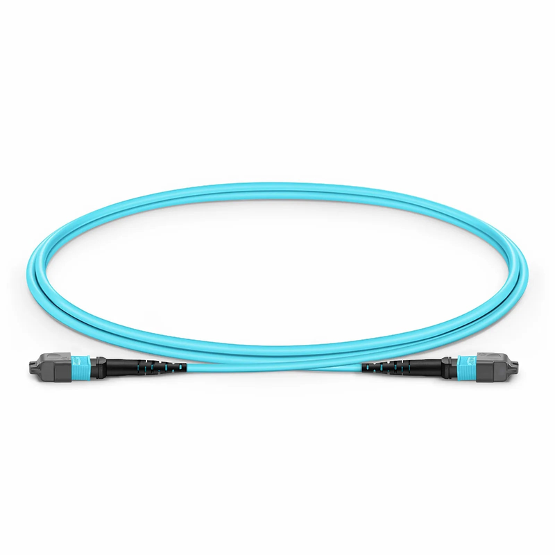 SFPS 1m (3ft) MTP® Jumper, MTP®-12 UPC (Female) to MTP®-12 UPC (Female), 12 Fibers, Multimode (OM3), Plenum (OFNP), 0.35dB Max, Type B, Aqua