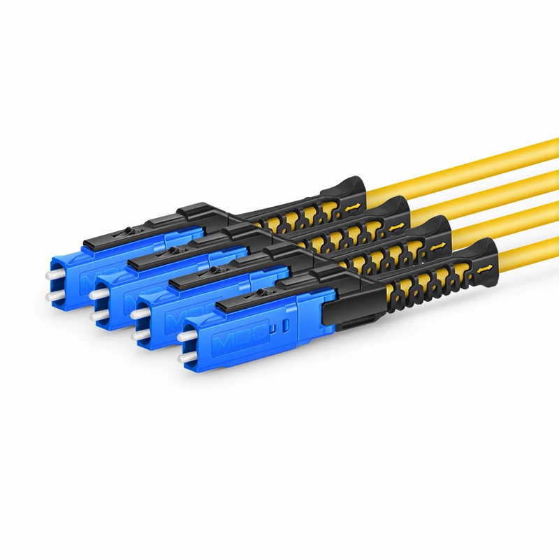 SFPS 2m (7ft) MTP® Harness, MTP®-8 APC (Female) to 4 MDC UPC Duplex, 8 Fibers, Single Mode (OS2), Plenum (OFNP), 0.35dB Max, Type B, Yellow