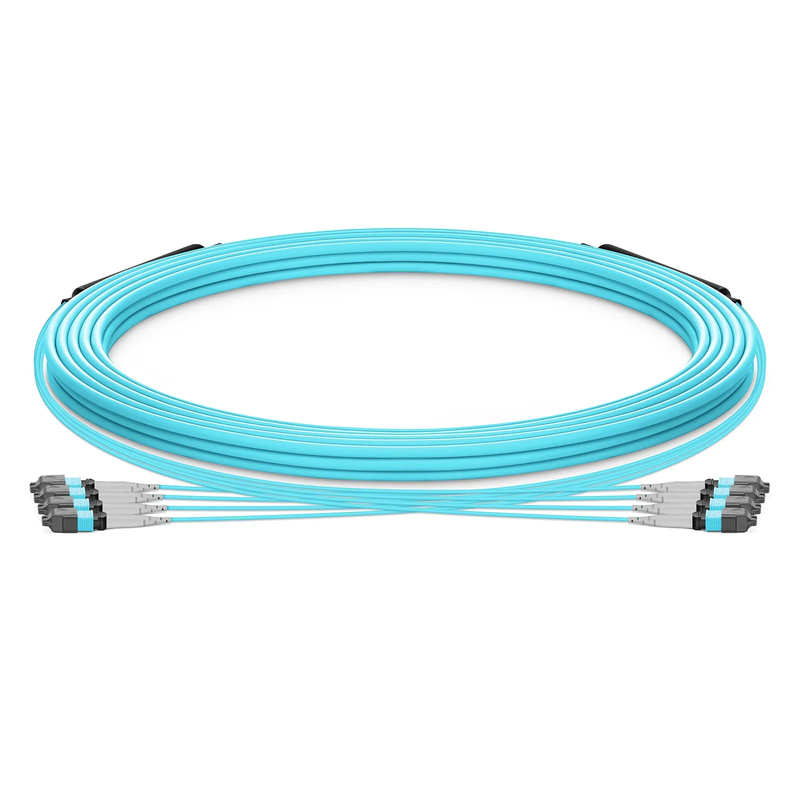SFPS 30m (98ft) MTP® Trunk Cable, MTP®-8 UPC (Male) to MTP®-8 UPC (Male), 32 Fibers, Multimode (OM3), Plenum (OFNP), 0.20dB Max, Type B, Double Jacket, Aqua