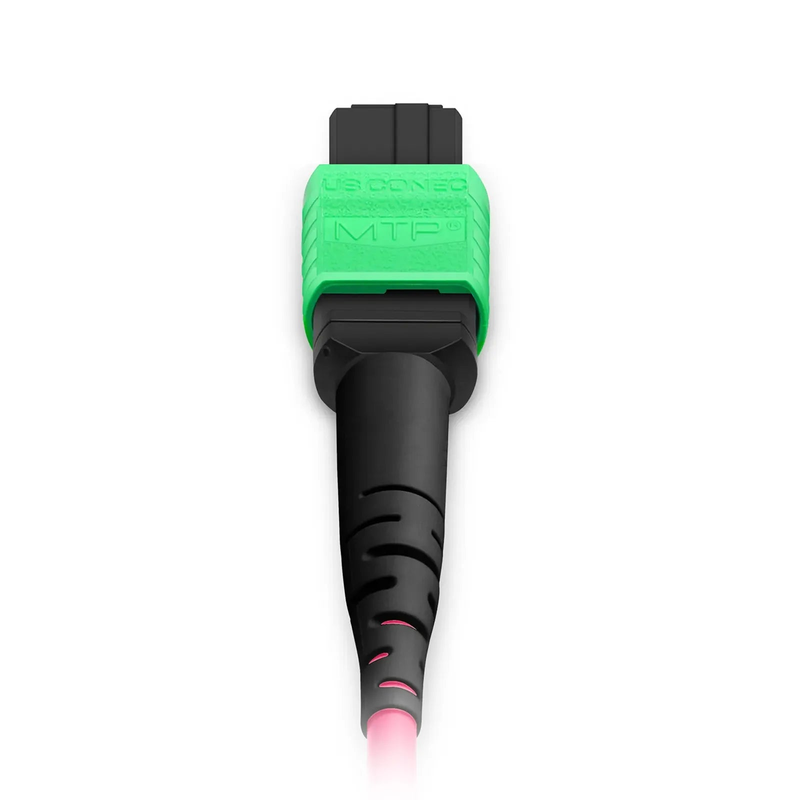 SFPS 10m (33ft) MTP® Breakout Cable, MTP®-16 APC (Female) to 2 x MTP®-8 UPC (Female), 16 Fibers, Multimode (OM4), Plenum (OFNP), 0.35dB Max, Crossover, Magenta