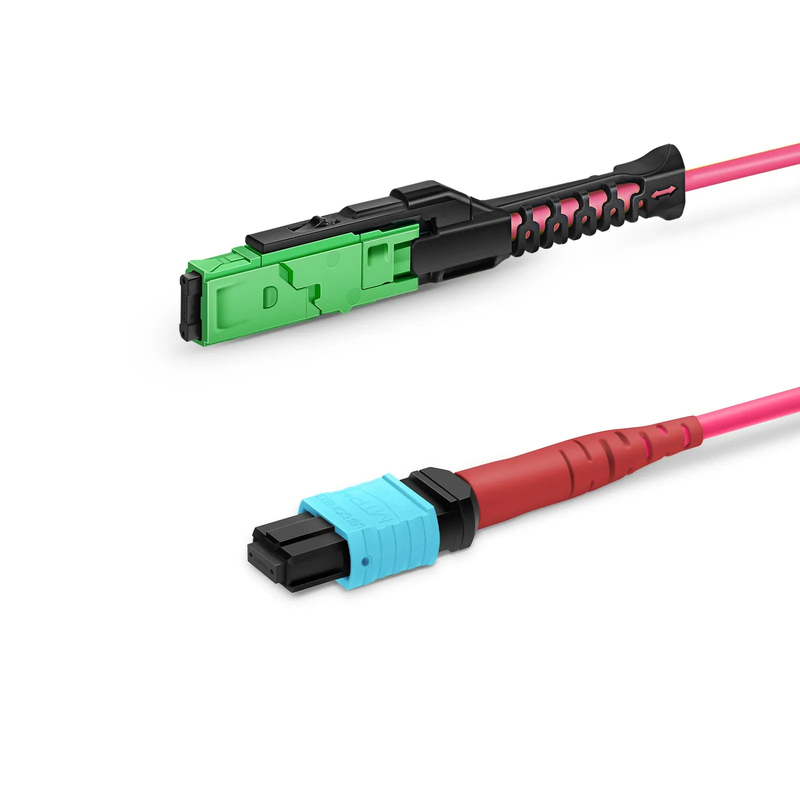 SFPS 2m (7ft) MMC Jumper, MMC-24 APC (Female) to MTP®-24 UPC (Female), 24 Fibers, Multimode (OM4), Plenum (OFNP), 0.35dB Max, Jumper Polarity, Magenta