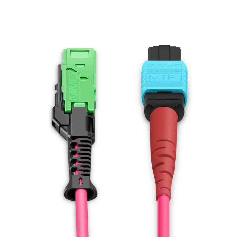 SFPS 2m (7ft) MMC Jumper, MMC-24 APC (Female) to MTP®-24 UPC (Female), 24 Fibers, Multimode (OM4), Plenum (OFNP), 0.35dB Max, Jumper Polarity, Magenta
