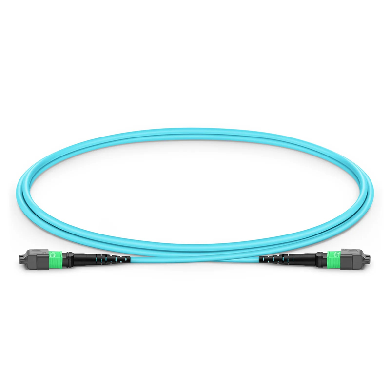 SFPS 1m (3ft) MTP® Jumper, MTP®-16 APC (Female) to MTP®-16 APC (Female), 16 Fibers, Multimode (OM3), Plenum (OFNP), 0.35dB Max, Crossover, Aqua