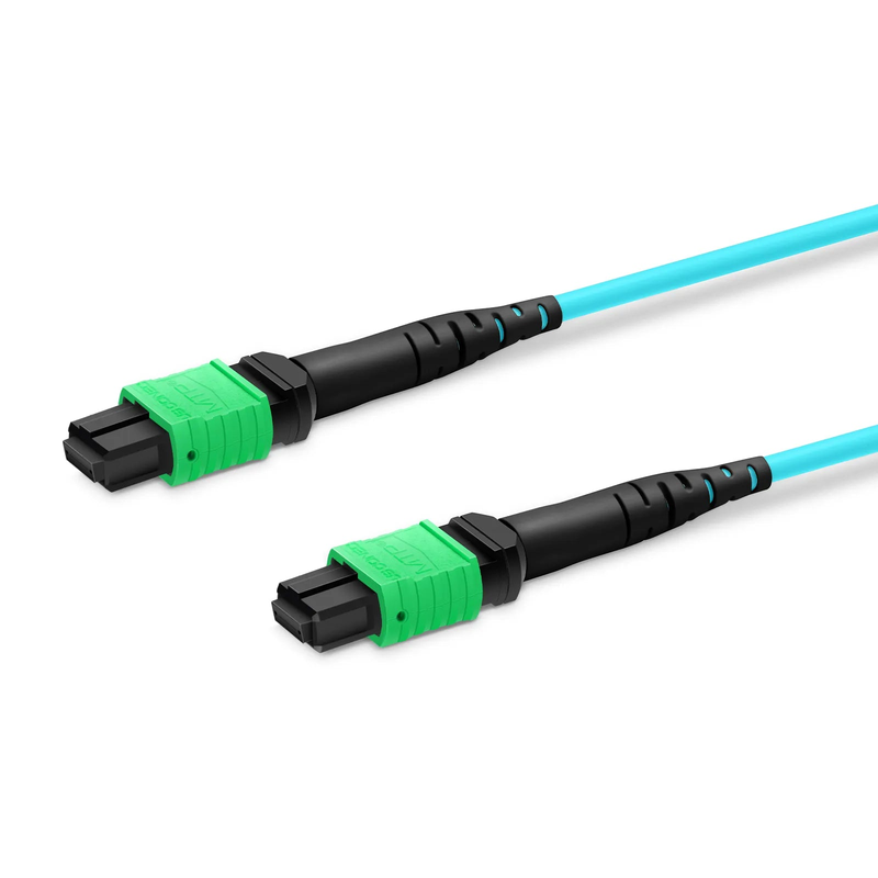 SFPS 1m (3ft) MTP® Jumper, MTP®-16 APC (Female) to MTP®-16 APC (Female), 16 Fibers, Multimode (OM3), Plenum (OFNP), 0.35dB Max, Crossover, Aqua