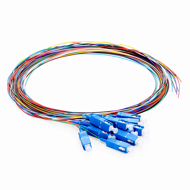 SFPS 2m (7ft) Fiber Pigtail, SC UPC to Unterminated, 12 Fibers, Unjacketed Color-Coded, OS2 Single Mode, PVC (Unrated), 0.9mm, 12-Color