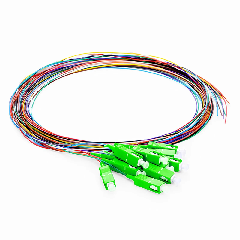 SFPS 1m (3ft) Fiber Pigtail, SC APC to Unterminated, 12 Fibers, Unjacketed Color-Coded, OS2 Single Mode, PVC (Unrated), 0.9mm, 12-Color