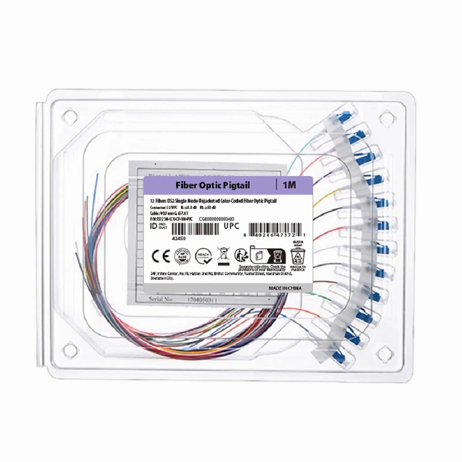 SFPS 1m (3ft) Fiber Pigtail, LC UPC to Unterminated, Simplex, OM3 Multimode, PVC (Unrated), 0.9mm, Aqua