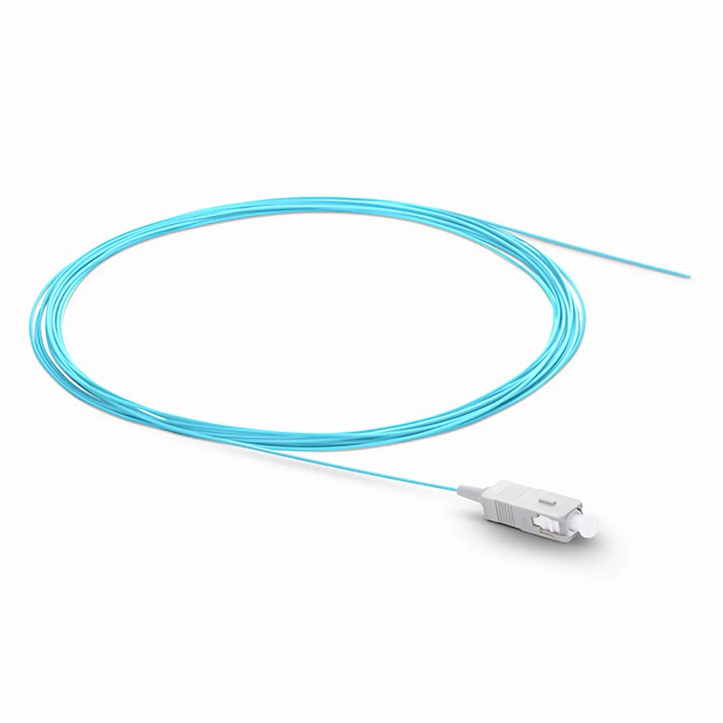 SFPS 1m (3ft) Fiber Pigtail, SC UPC to Unterminated, Simplex, OM3 Multimode, PVC (Unrated), 0.9mm, Aqua
